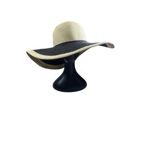 Magid .  Black and Cream Wide-Brimmed Hat